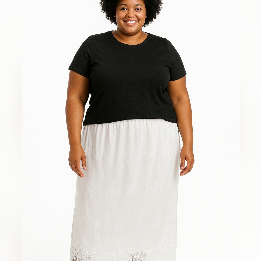Antthony Plus Size Neutral Lace Overlay White Skirt 3X - Picture 2 of 12
